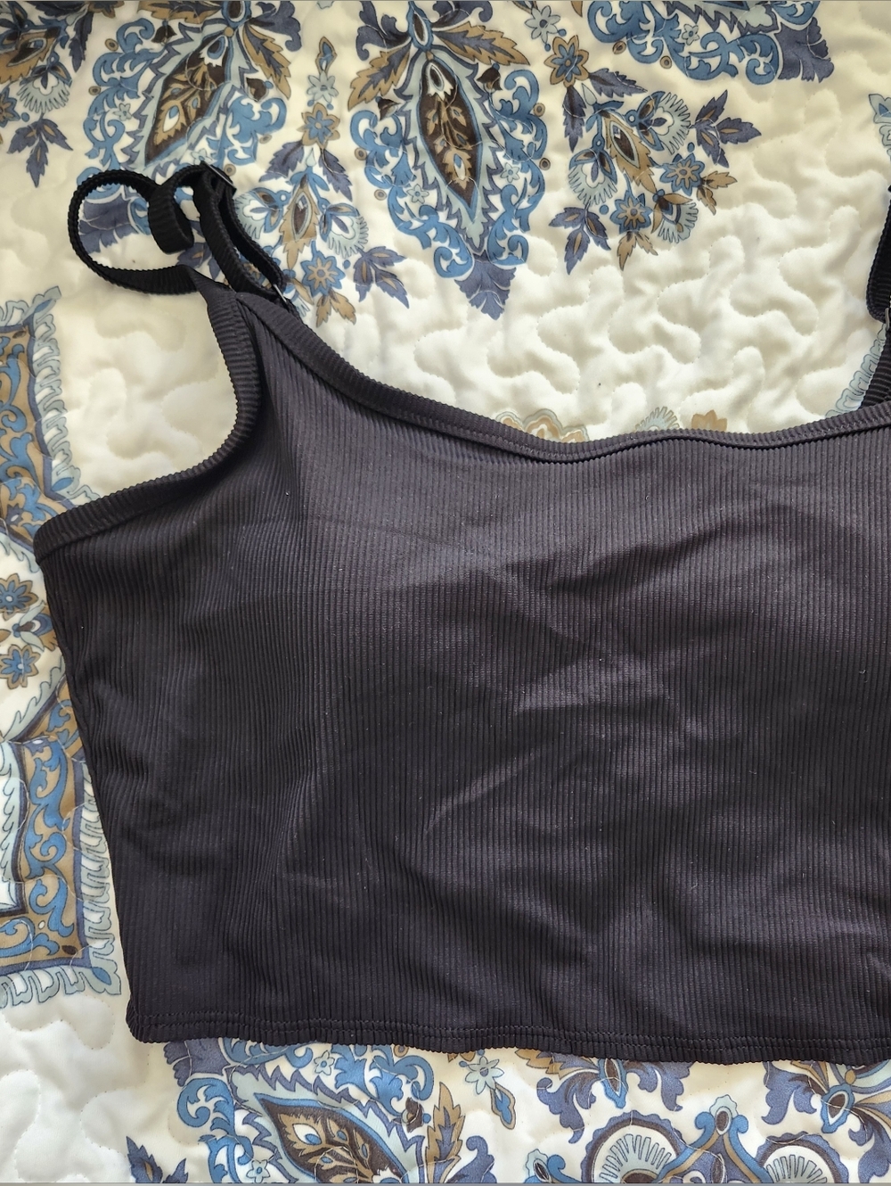 aerie Black Scoop Ribbed Bikini Top - Size XL